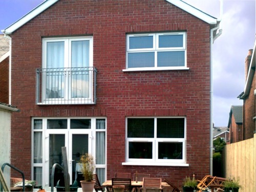Double Extension at rear of Belfast House, extension and new windows and patio doors by  HMC Joinery & Building, Belfast.